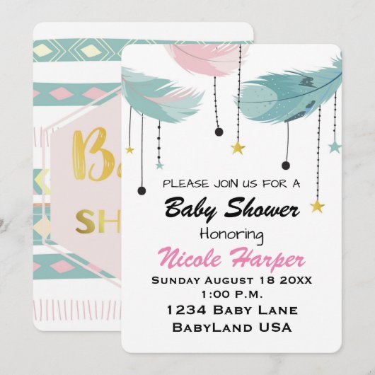 Baby Shower Uitnodiging (Voorkant / Achterkant)