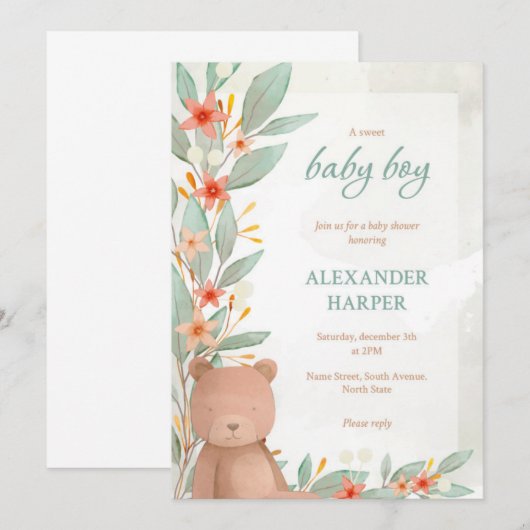 Baby shower Uitnodiging (Voorkant / Achterkant)