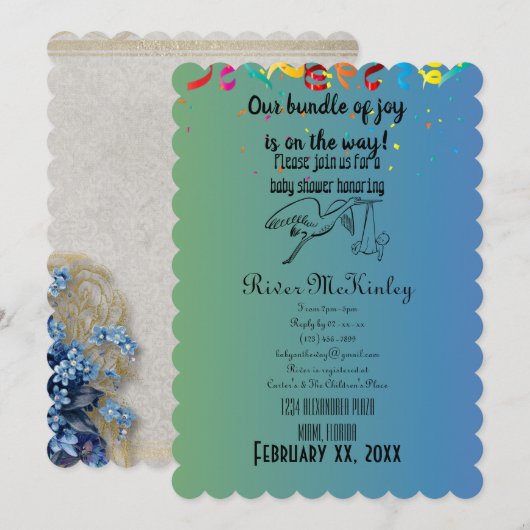 Baby shower Uitnodiging (Voorkant / Achterkant)