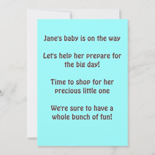 baby shower Uitnodiging (Achterkant)