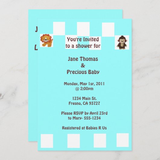 baby shower Uitnodiging (Voorkant / Achterkant)