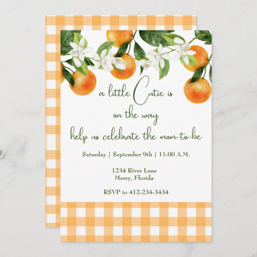 Baby shower Uitnodiging (Voorkant / Achterkant)