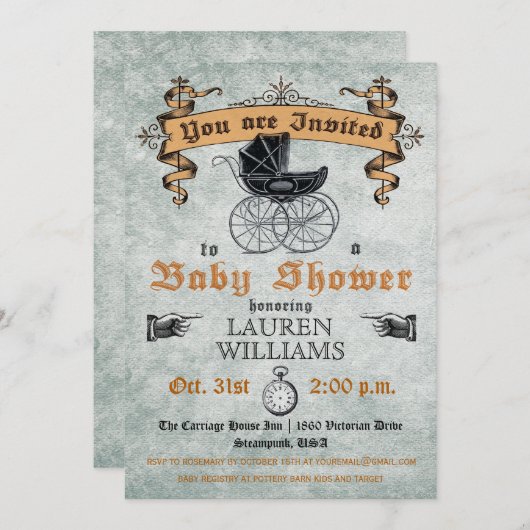  Baby shower Uitnodiging (Voorkant / Achterkant)