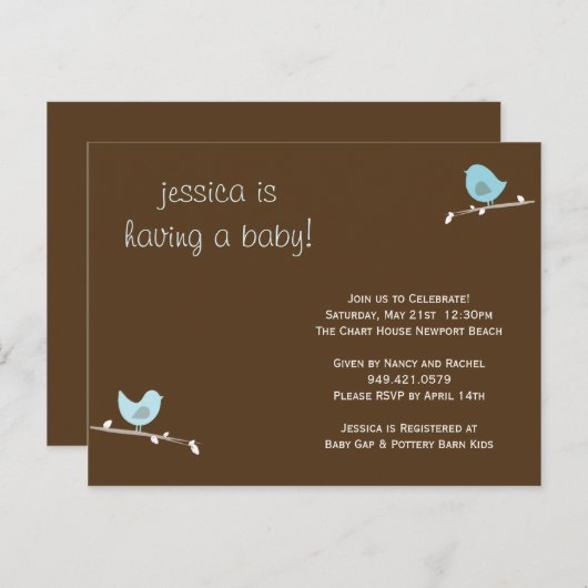 Baby shower Uitnodiging (Voorkant / Achterkant)