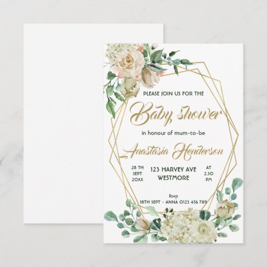 Baby shower Uitnodiging (Voorkant / Achterkant)