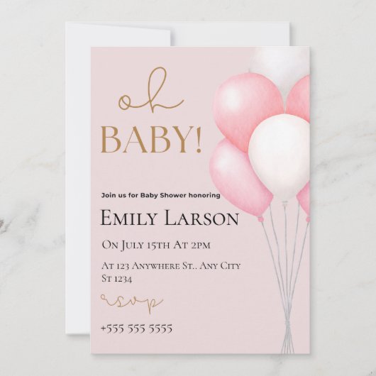 Baby shower Uitnodiging (Voorkant)