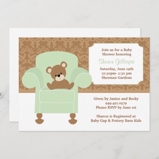 Baby shower Uitnodiging (Voorkant / Achterkant)