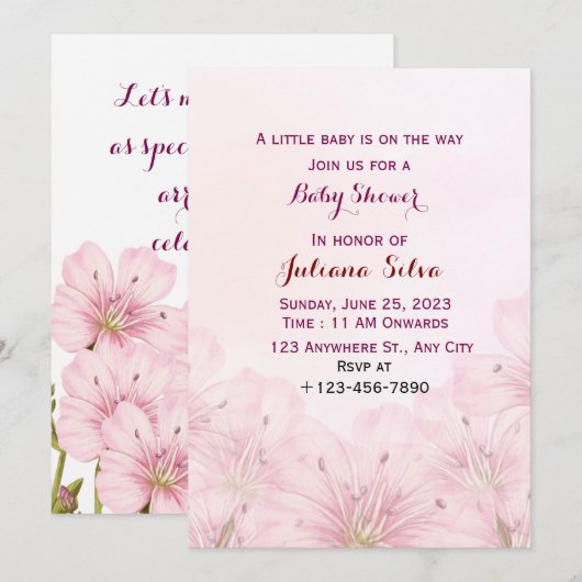 Baby shower Uitnodiging (Voorkant / Achterkant)