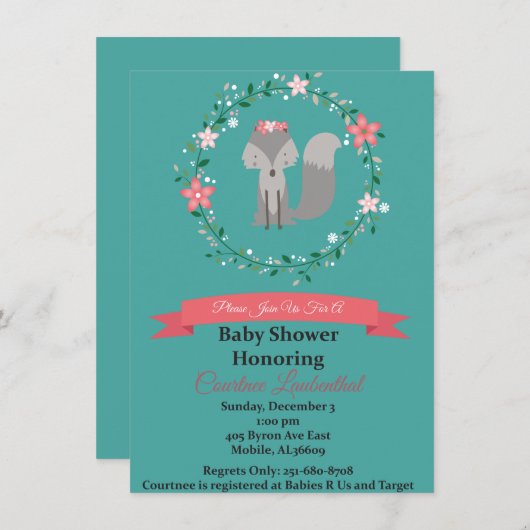Baby shower Uitnodiging (Voorkant / Achterkant)