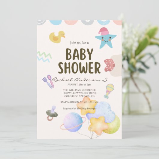 Baby shower Uitnodiging (Staand voorkant)