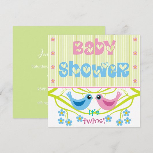 Baby shower-uitnodiging-aankondiging kaart (Voorkant / Achterkant)