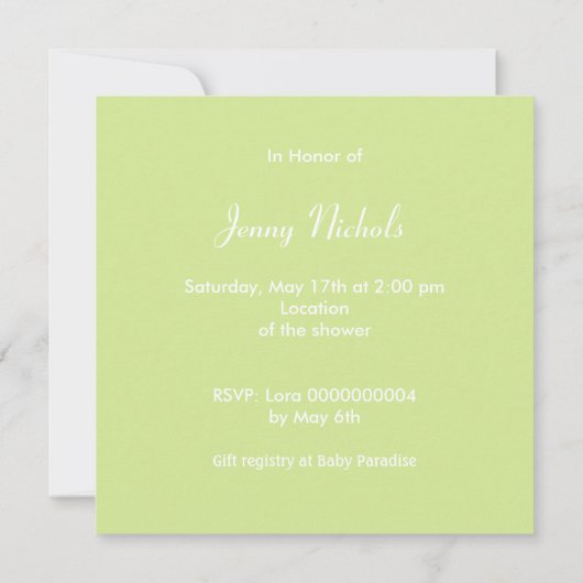 Baby shower-uitnodiging-aankondiging kaart (Achterkant)