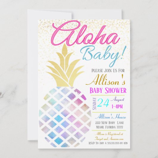 baby shower Uitnodiging, Aloha Baby Kaart (Voorkant)