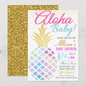 baby shower Uitnodiging, Aloha Baby Kaart (Voorkant / Achterkant)
