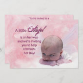 Baby shower Uitnodiging - Angel Baby (Voorkant / Achterkant)