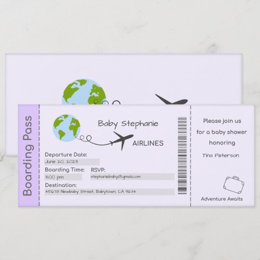 Baby shower Uitnodiging, avontuurtijd wachten, rei Kaart (Voorkant / Achterkant)