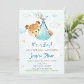 Baby shower-uitnodiging baby beer kaart (Staand voorkant)