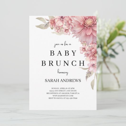 Baby shower Uitnodiging, Baby Brunch Uitnodiging (Staand voorkant)