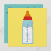 Baby shower Uitnodiging - Baby Fles op Geel (Voorkant / Achterkant)