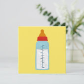 Baby shower Uitnodiging - Baby Fles op Geel (Staand voorkant)