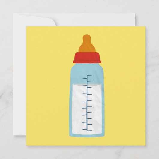 Baby shower Uitnodiging - Baby Fles op Geel (Voorkant)
