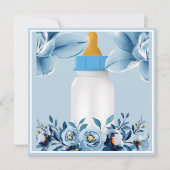 Baby shower Uitnodiging - Baby flesje - Bloemen (Voorkant)