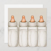 Baby shower uitnodiging - Baby flessen (Voorkant / Achterkant)