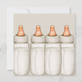 Baby shower uitnodiging - Baby flessen (Voorkant)