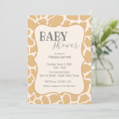 Baby shower Uitnodiging | Baby Giraffe Tan (Staand voorkant)