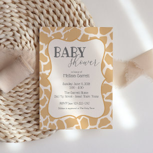 Baby shower Uitnodiging   Baby Giraffe Tan