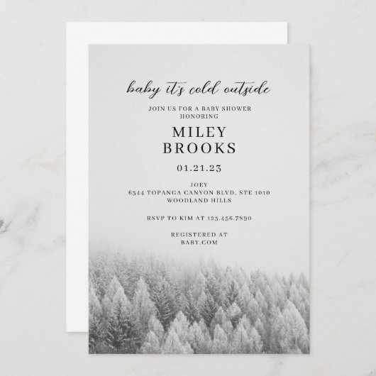 Baby shower uitnodiging, Baby het is koud buiten, Kaart (Voorkant / Achterkant)