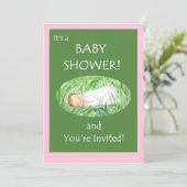 Baby shower uitnodiging - Baby Meisje (Staand voorkant)