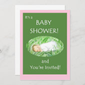 Baby shower uitnodiging - Baby Meisje (Voorkant / Achterkant)