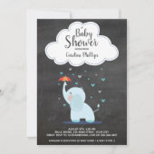 baby shower Uitnodiging Baby olifant Chalkboard (Voorkant)