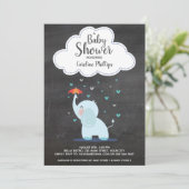 baby shower Uitnodiging Baby olifant Chalkboard (Staand voorkant)