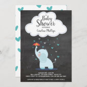 baby shower Uitnodiging Baby olifant Chalkboard (Voorkant / Achterkant)