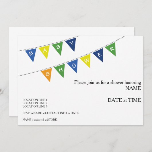 Baby shower Uitnodiging - Banner (Voorkant / Achterkant)