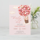 Baby shower Uitnodiging Beer Roze Barly Wacht! (Staand voorkant)