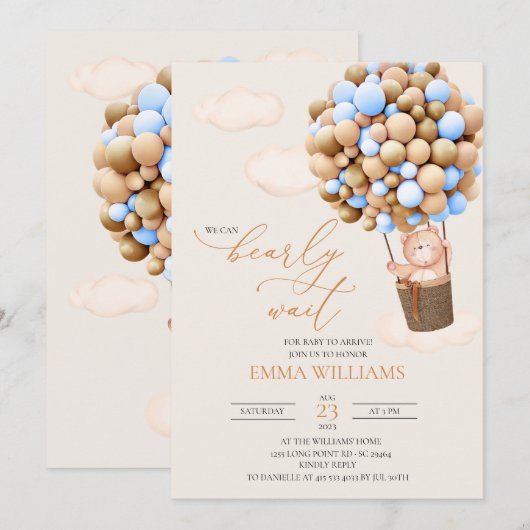 Baby shower Uitnodiging Beer, we kunnen wachten. (Voorkant / Achterkant)