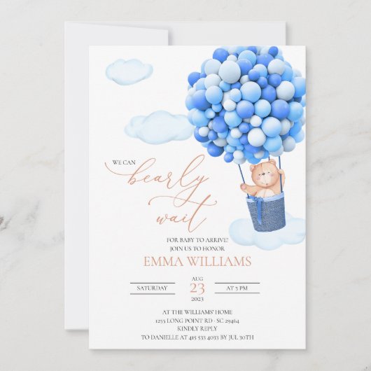 Baby shower Uitnodiging Beer We kunnen wachten. (Voorkant)