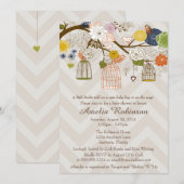 Baby shower Uitnodiging, Bird Cages Tree Bold Colo Kaart (Voorkant / Achterkant)