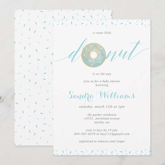 Baby shower Uitnodiging_Blauw Kaart (Voorkant / Achterkant)