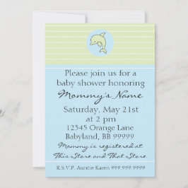 Baby shower Uitnodiging. Blauwe Dolfijn. 5 x 7 inc Kaart