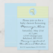 Baby shower Uitnodiging. Blauwe Dolfijn. 5 x 7 inc Kaart (Voorkant / Achterkant)