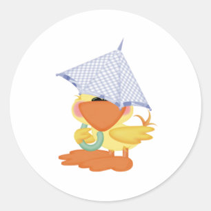 baby shower Uitnodiging-Blauwe Duik/Quackup Ronde Sticker