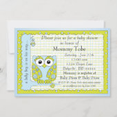 Baby shower Uitnodiging Blauwe Groene Owl (Voorkant)