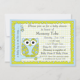 Baby shower Uitnodiging Blauwe Groene Owl