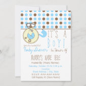 baby shower Uitnodiging - Blauwe luierpop & pooldo (Voorkant)