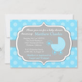 Baby Shower Uitnodiging Blauwe Stippen Jongen (Voorkant)