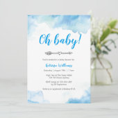 baby shower-uitnodiging Blauwe waterverf-boho-pijl Kaart (Staand voorkant)